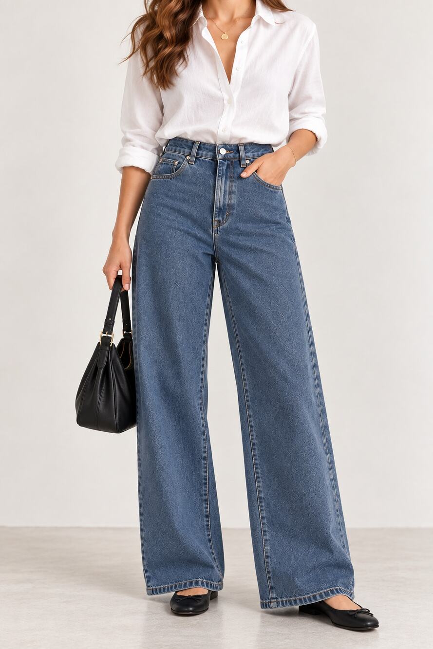 Abrand A 94 High & Wide Jeans 26 Medium Wash Blue High Rise Wide Leg Y2K Denim